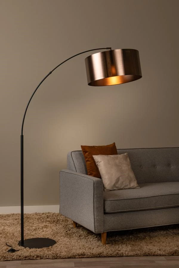 Lucide RANKOS - Booglamp - 1xE27 - Zwart - sfeer 1